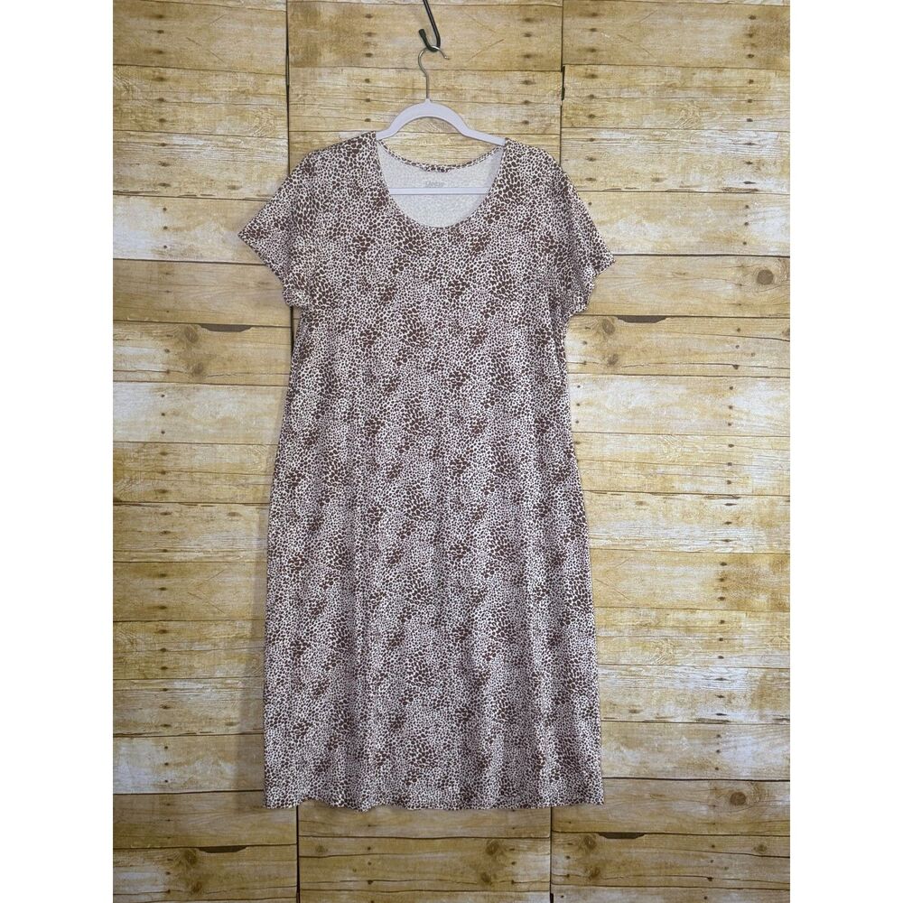 LANDS END ANIMAL PRINT CASUAL EVERYDAY SUMMER ESSENTIAL T-SHIRT DRESS